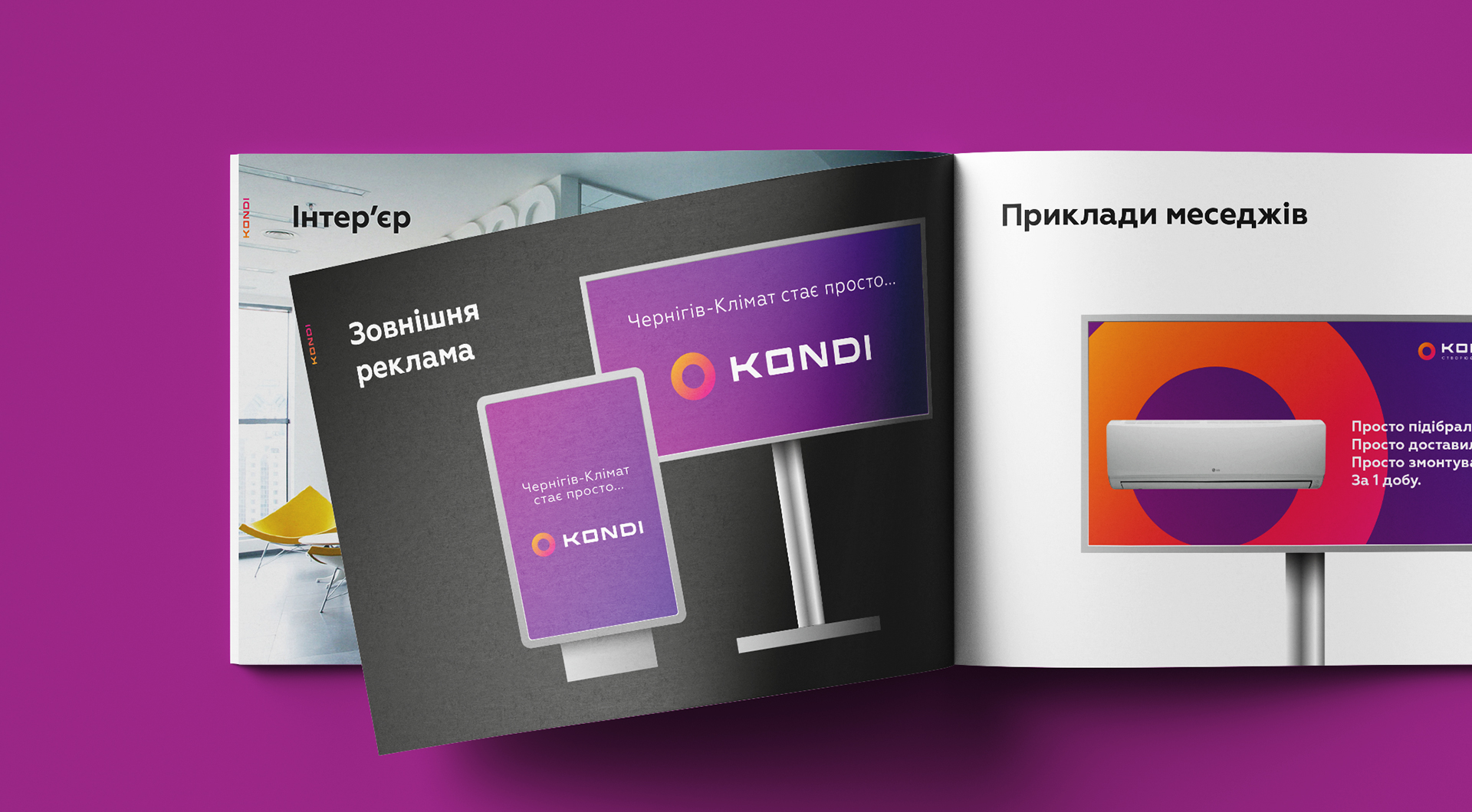 Брендбук: зовнішня реклама, інтер’єр і повідомлення Kondi